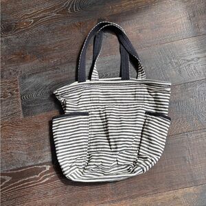 Thirty-One Black and White Striped Tote Bag